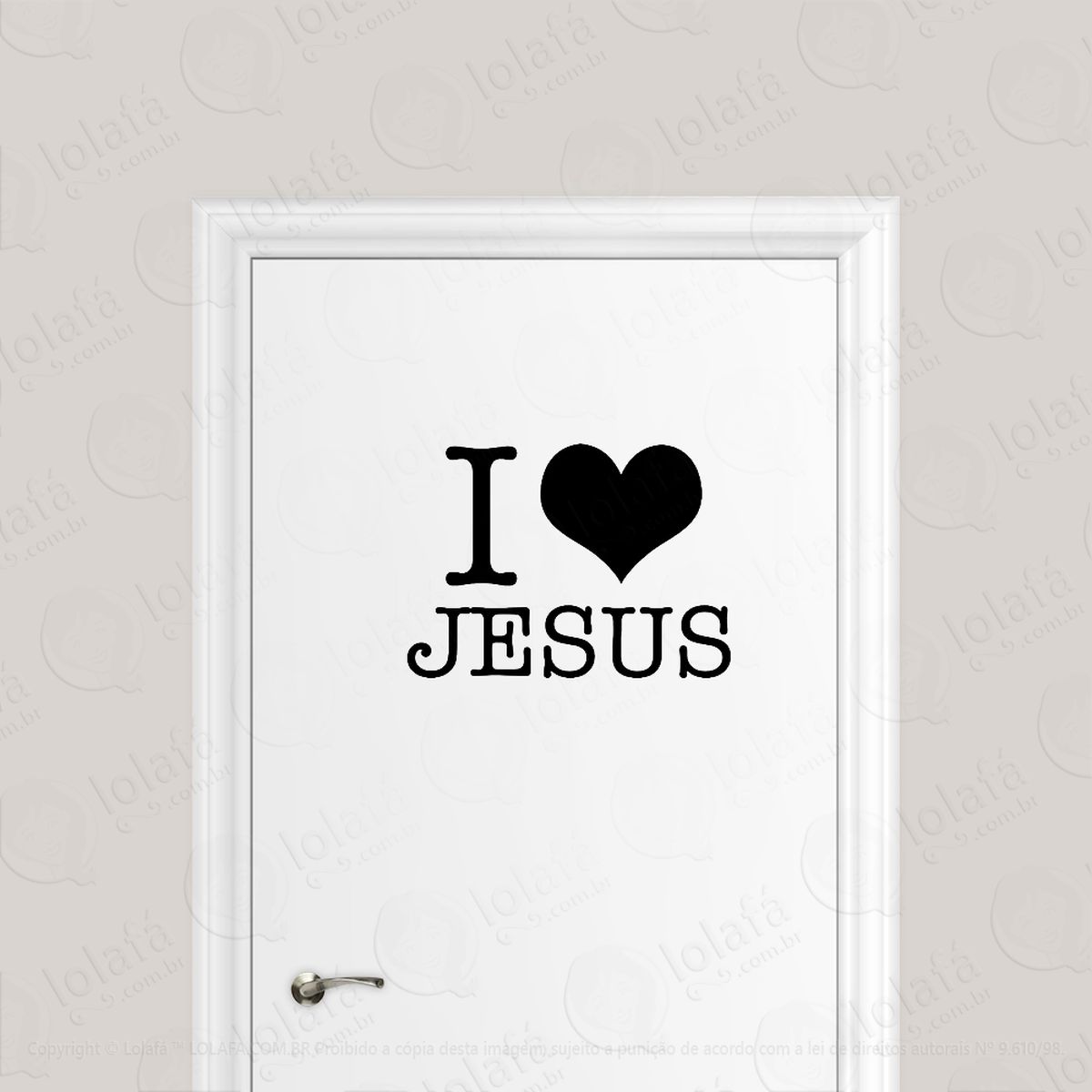 adesivo para porta eu amo jesus frase cristã mod:1642