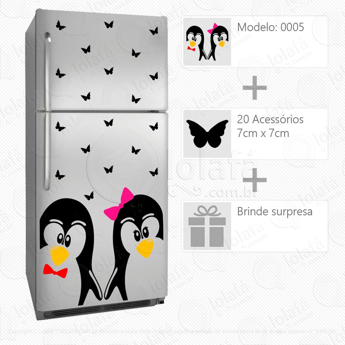 pinguins adesivo para geladeira e frigobar - mod:5