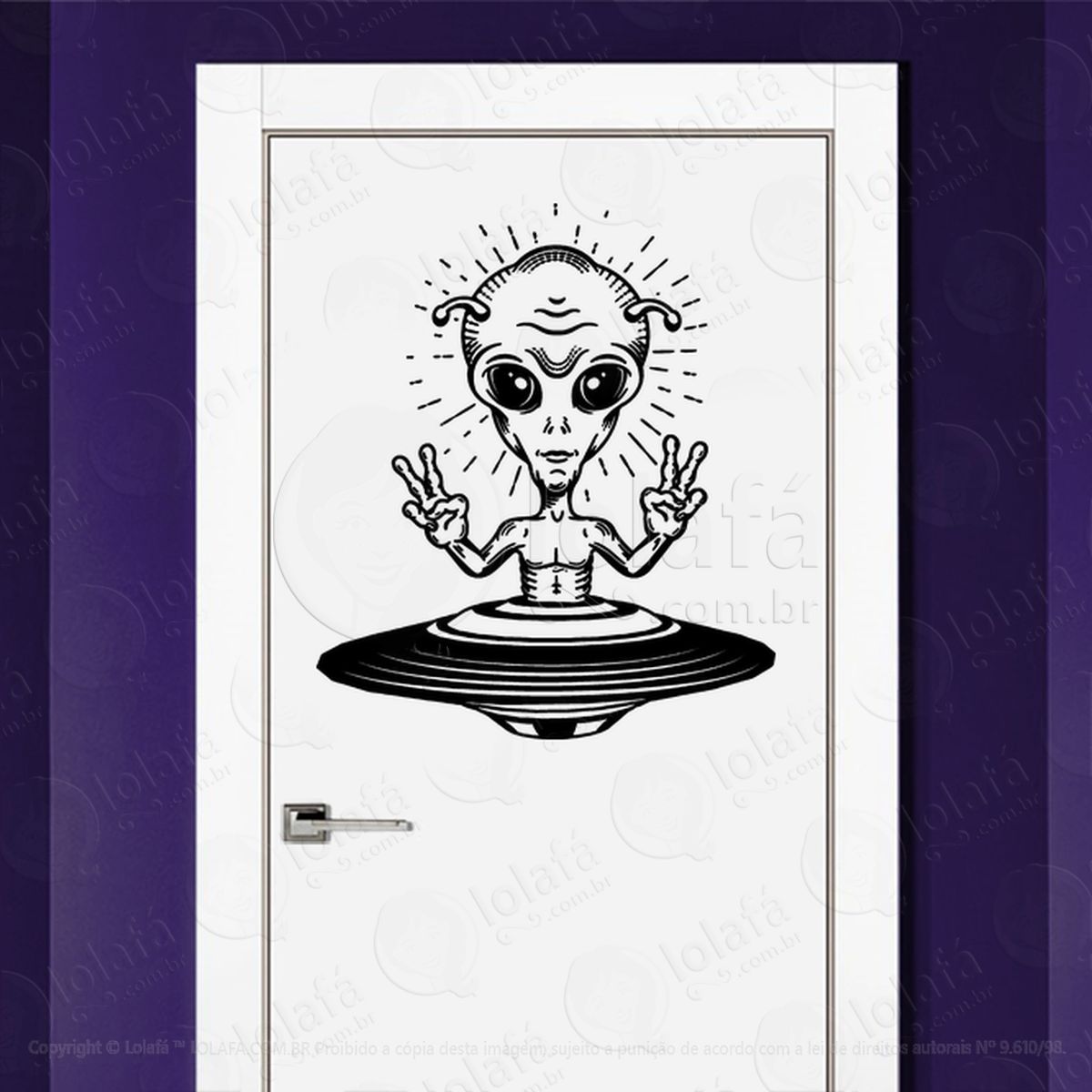e.t. cósmico adesivo alienígena de parede para quarto, porta e vidro mod:15