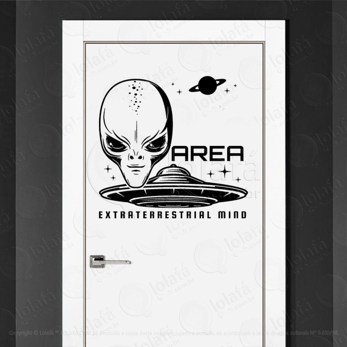 Mente Extraterrestre Adesivo Alienígena de Parede para Quarto, Porta e Vidro - Mod:56
