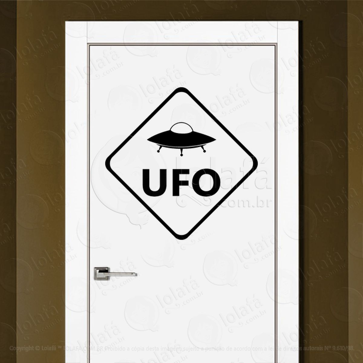 Atenção UFO OVNIs Adesivo Alienígena de Parede para Quarto, Porta e Vidro - Mod:159