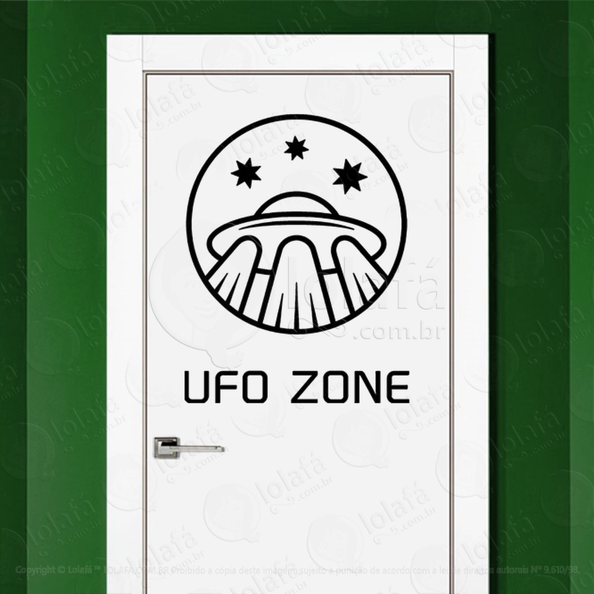 Zona UFO OVNI Adesivo Alienígena de Parede para Quarto, Porta e Vidro - Mod:180