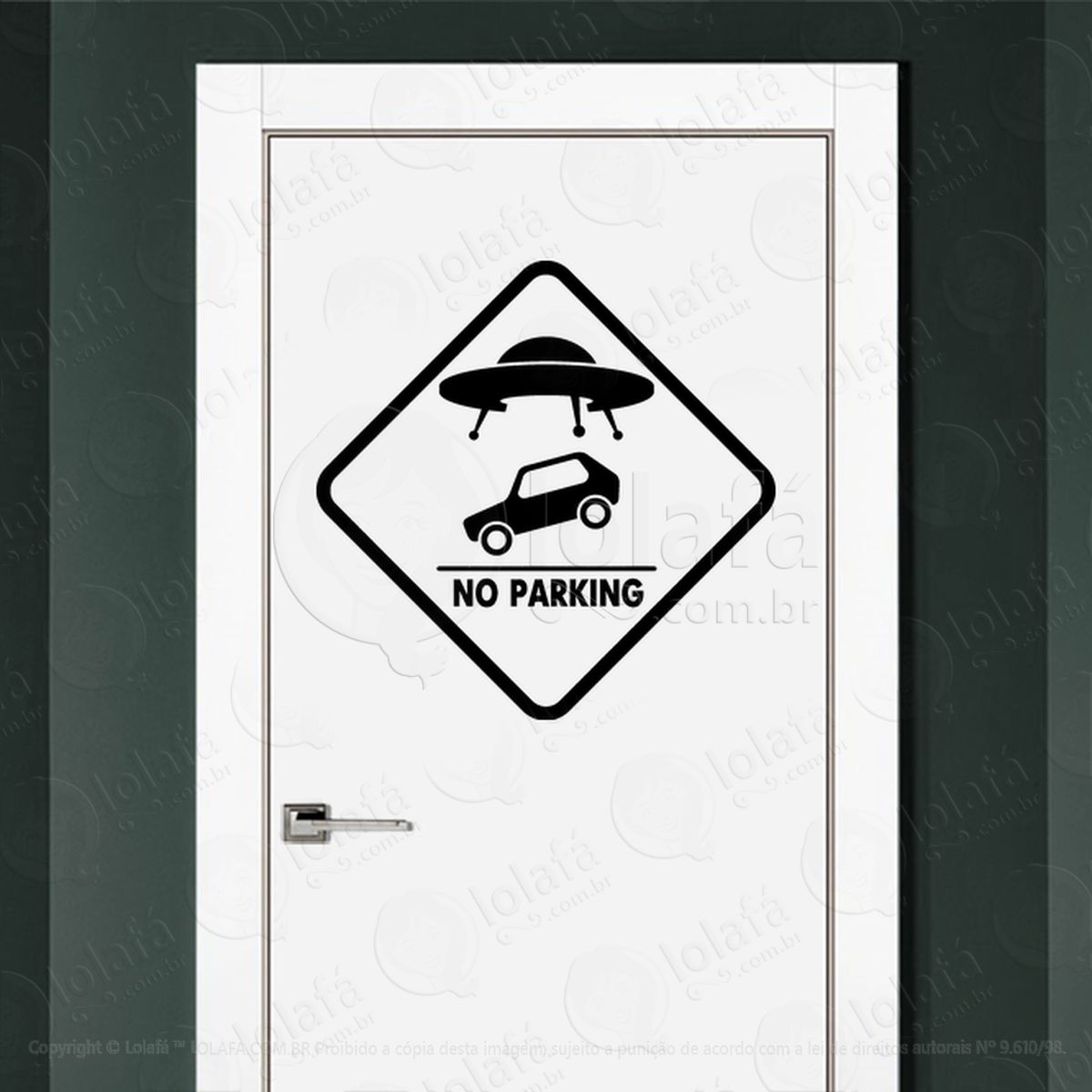 Proibido Estacionar Adesivo Alienígena de Parede para Quarto, Porta e Vidro - Mod:221