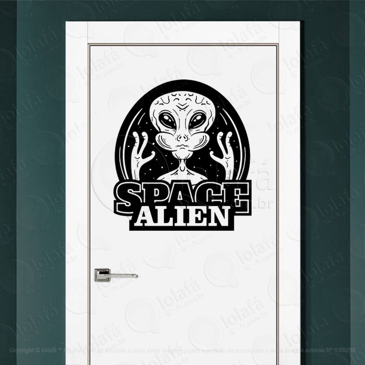 Aliens do Espaço Adesivo Alienígena de Parede para Quarto, Porta e Vidro - Mod:325