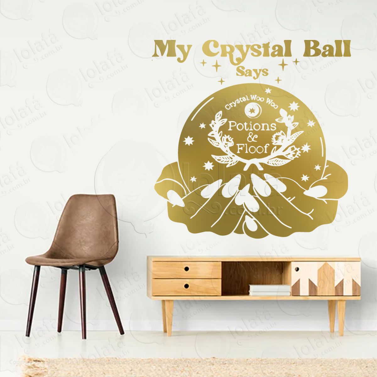 Bola de Cristal Woo Crystal Ball Adesivo de Parede Decorativo para Casa, Sala, Quarto, Vidro e Altar Ocultista - Mod:13