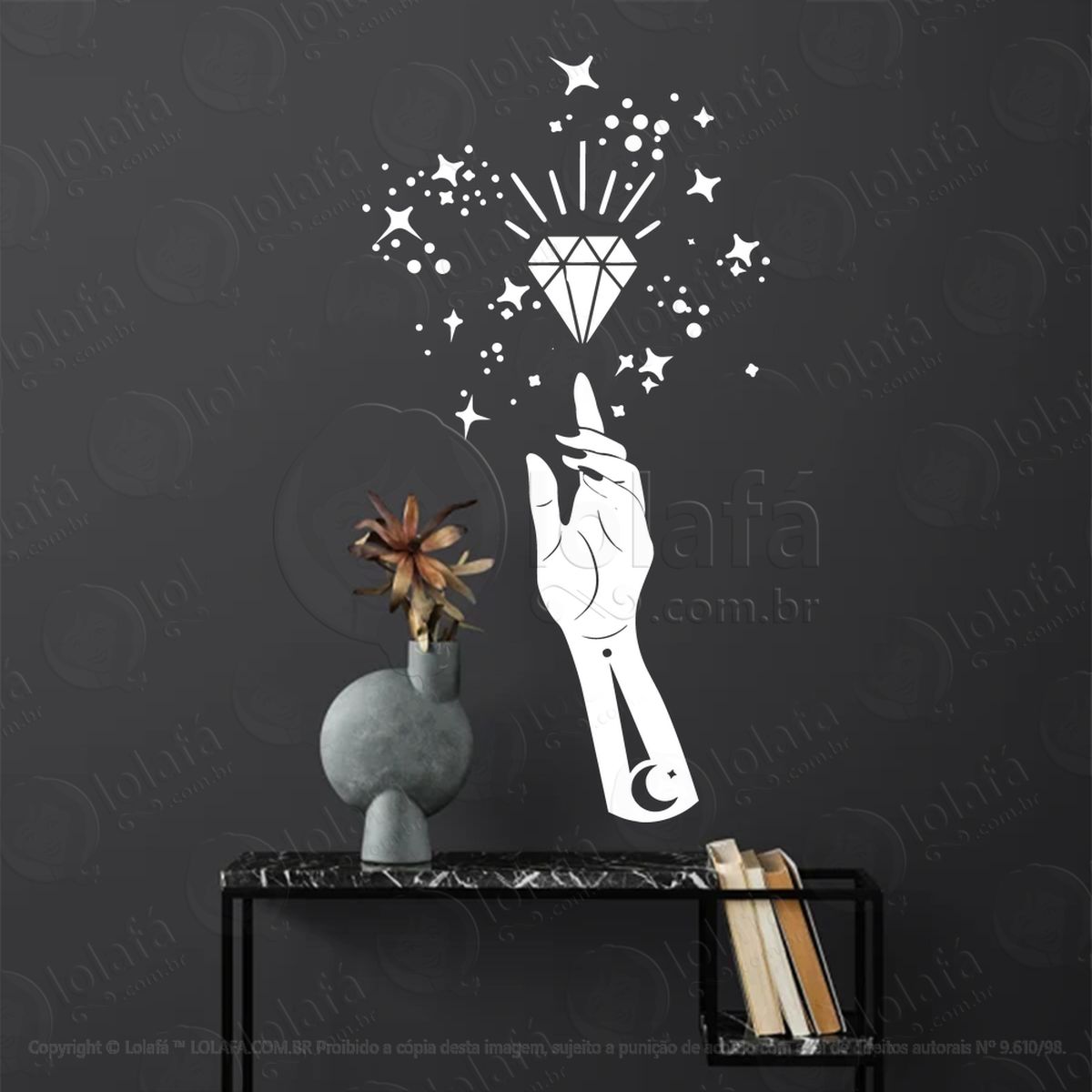 mão e cristal hand and crystal adesivos para altar ocultista mod:19