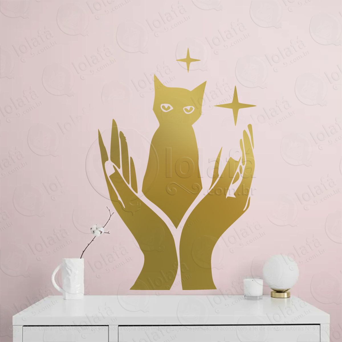 mãos e gato hands and cat adesivos para altar ocultista mod:21