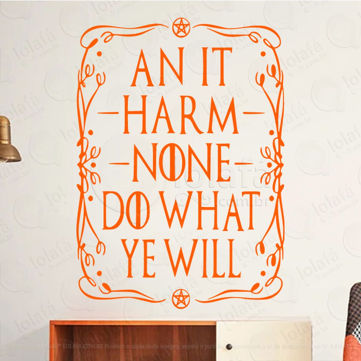 nenhum dano harm none adesivo de parede decorativo para casa, sala, quarto, vidro e altar ocultista mod:25