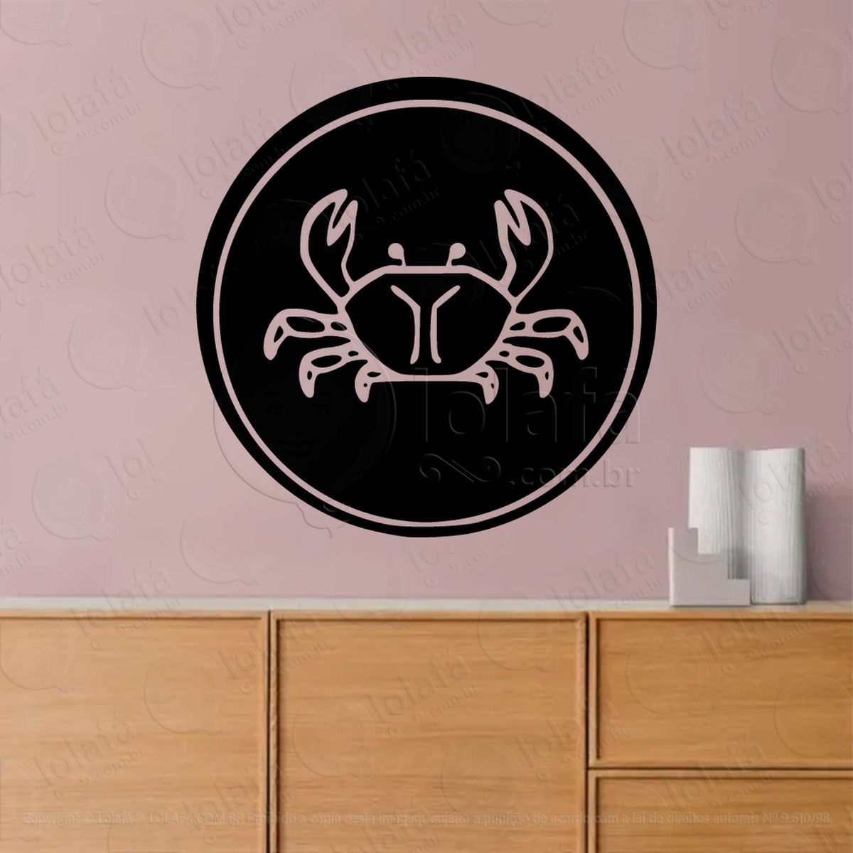Mandala Signo de Câncer Astrologia Adesivo de Parede Decorativo para Casa, Sala, Quarto, Vidro e Altar Ocultista - Mod:33