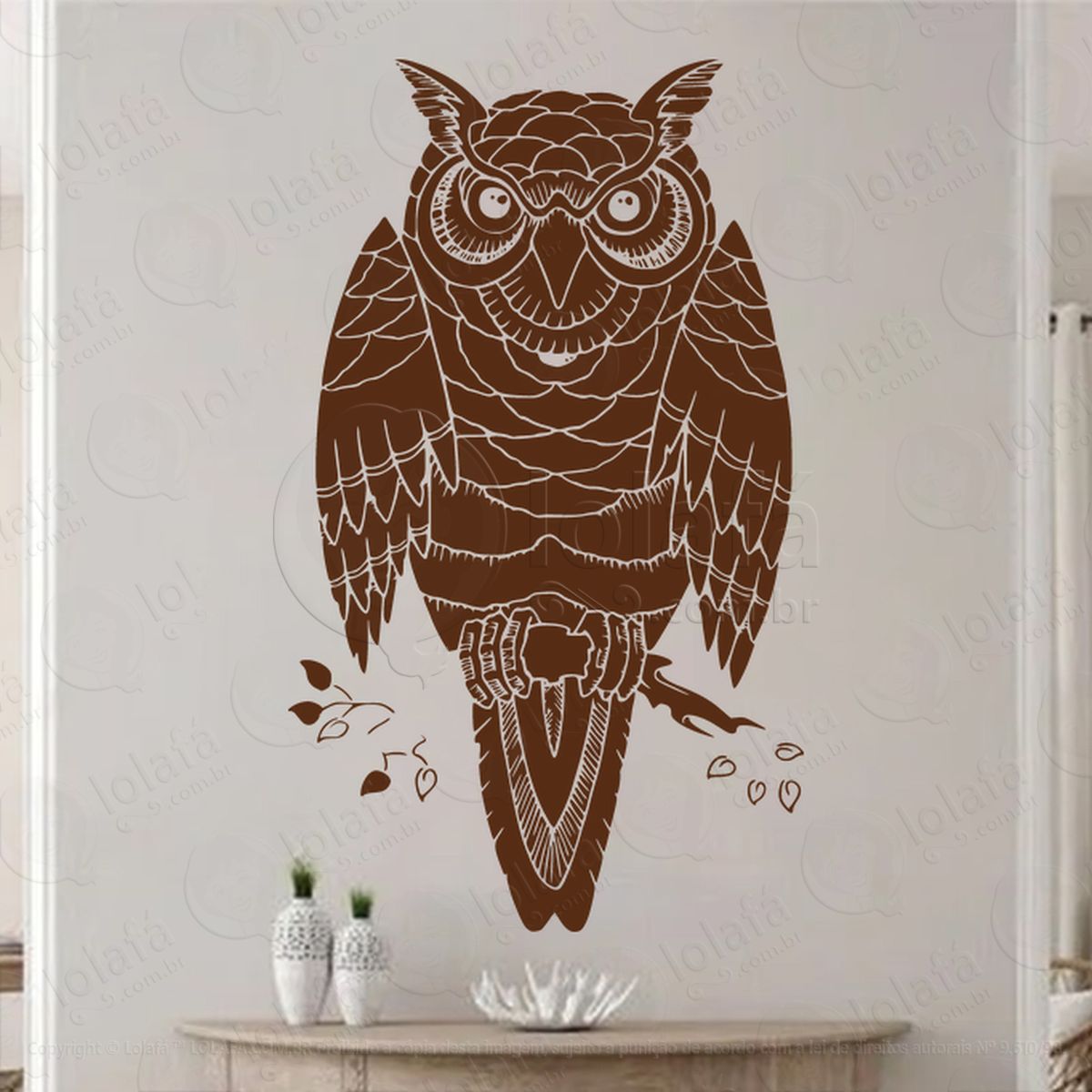 coruja em um galho owl on a branch adesivos para altar ocultista mod:46
