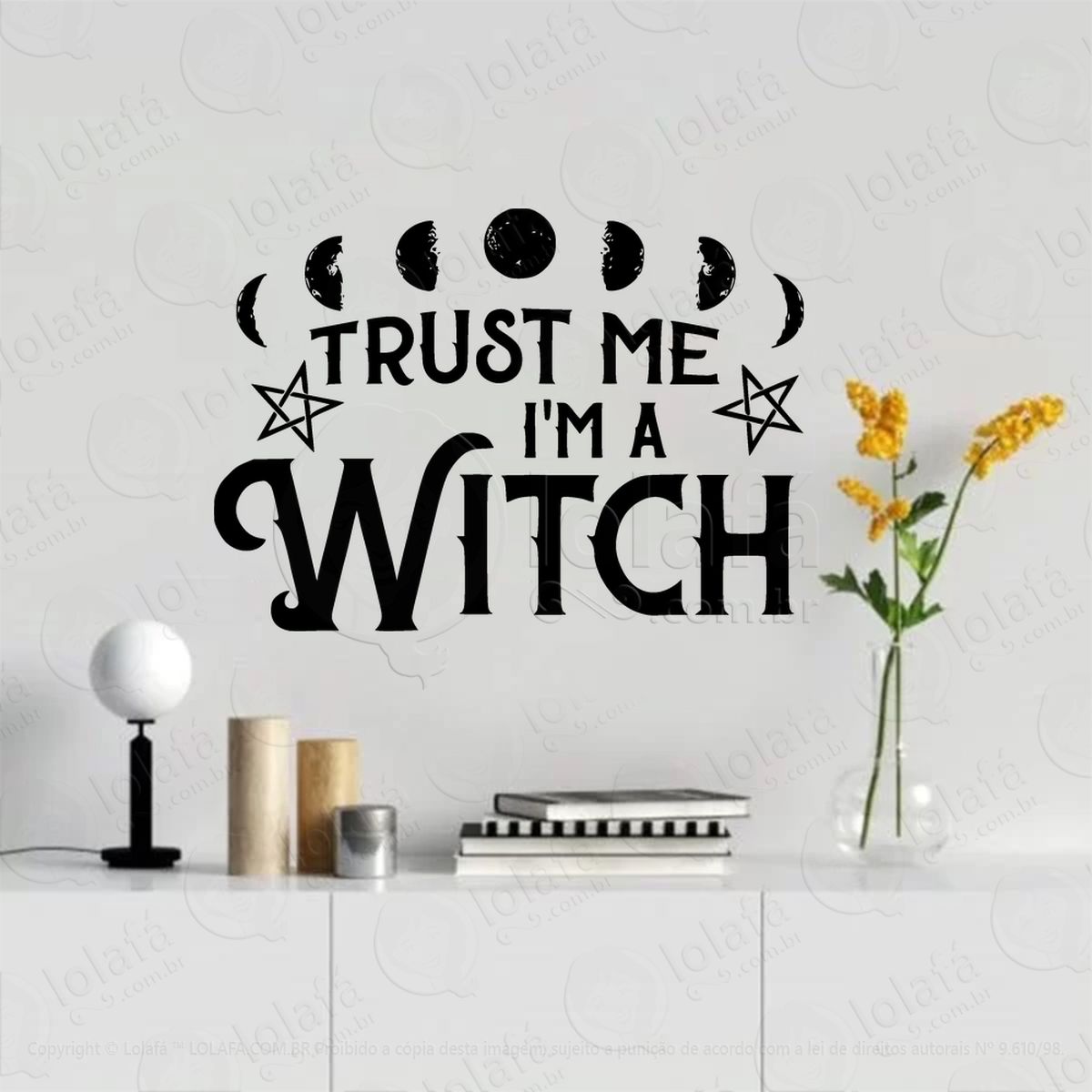 Trust Me Confie em Mim Adesivo de Parede Decorativo para Casa, Sala, Quarto, Vidro e Altar Ocultista - Mod:75