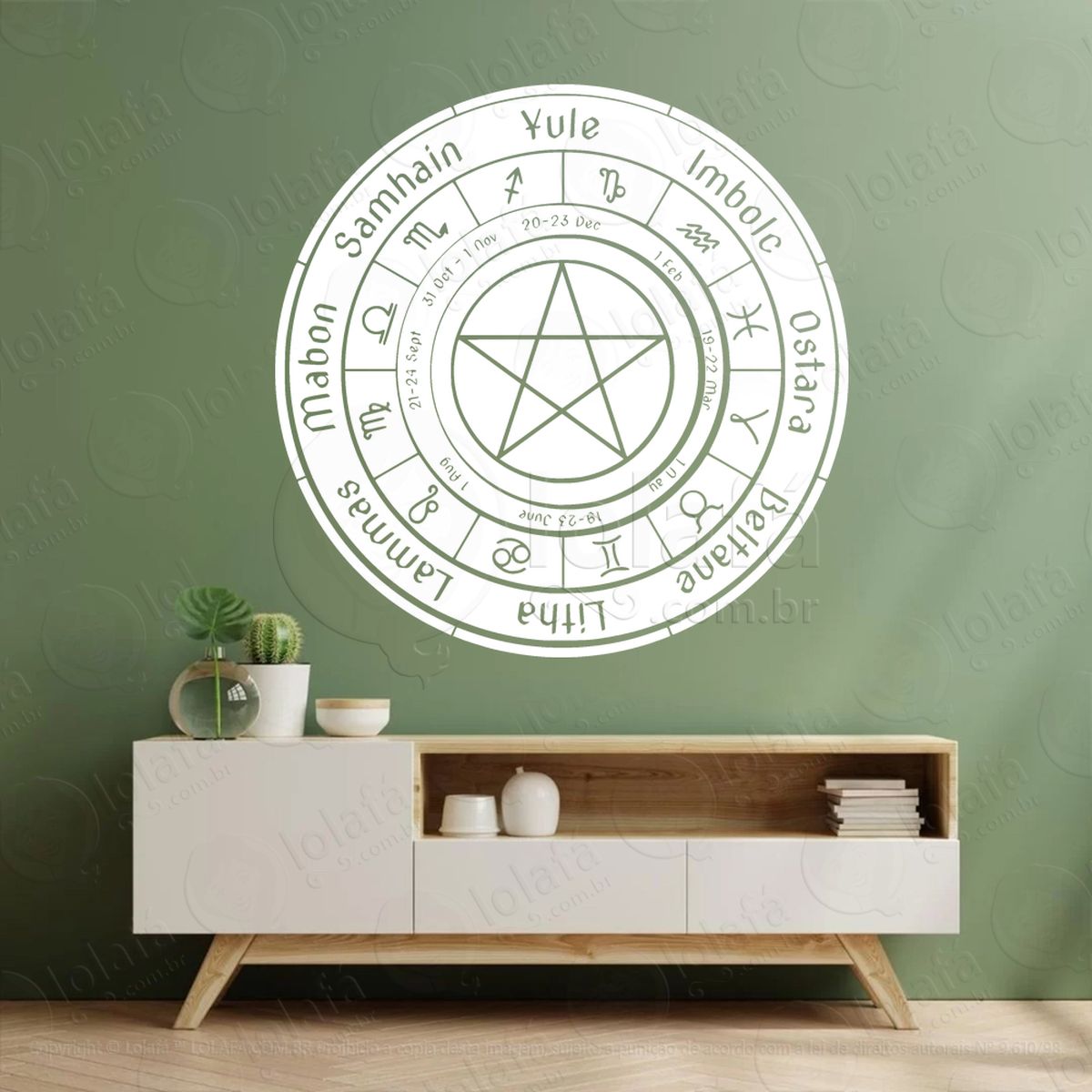 Mandala Roda do Ano Wheel of the Year Adesivos para Altar Ocultista Mod:76