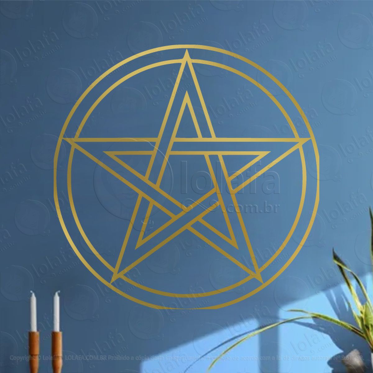 Pentáculo Pentagrama Pentacle Adesivo de Parede Decorativo para Casa, Sala, Quarto, Vidro e Altar Ocultista - Mod:96