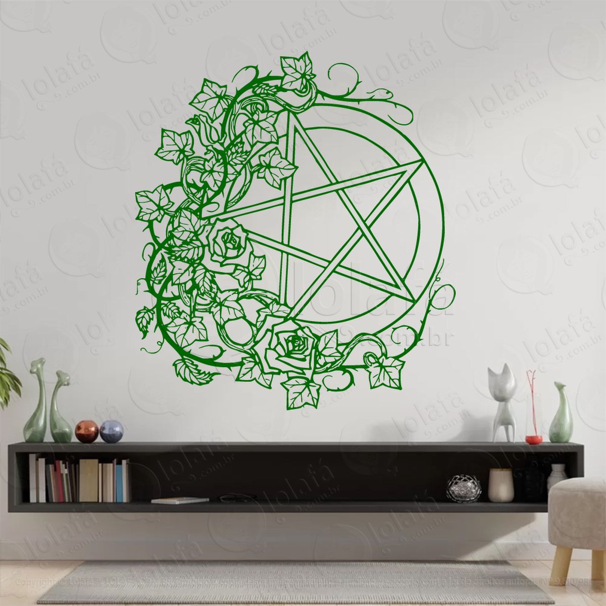 pentáculo e folhas pentancle and leaves adesivos para altar ocultista mod:98