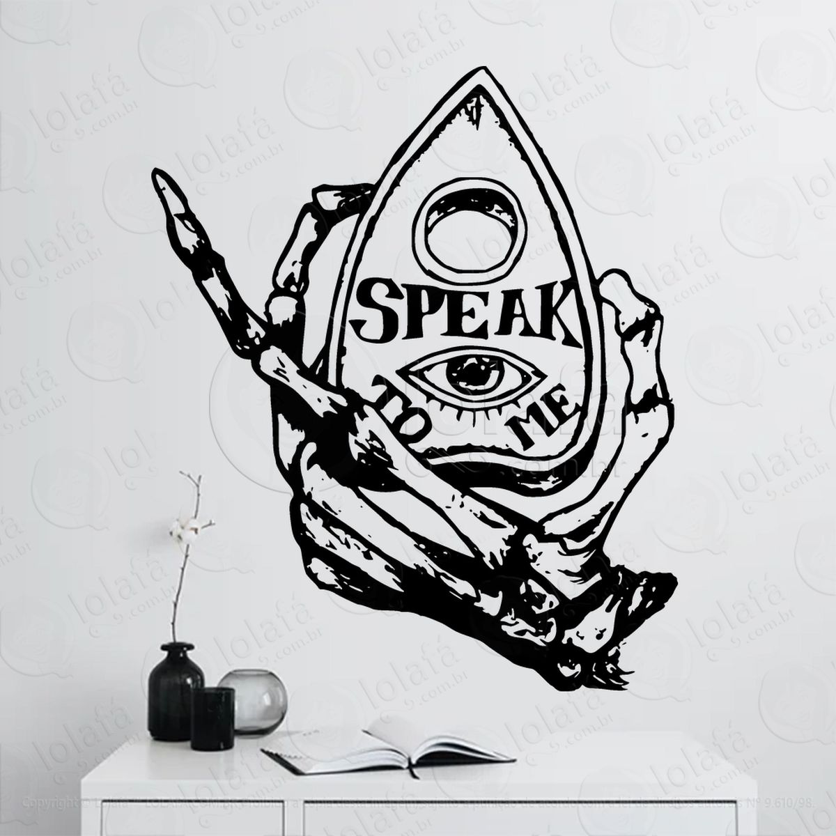 speak to me fale comigo adesivo de parede decorativo para casa, sala, quarto, vidro e altar ocultista mod:111
