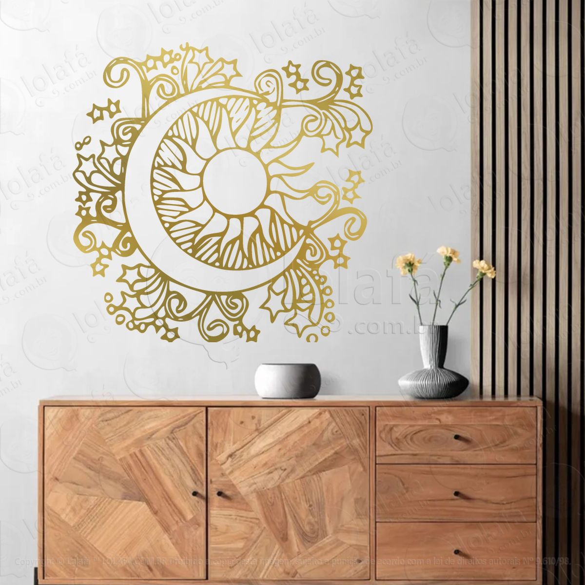 Sol e Lua Sun and Moon Adesivo de Parede Decorativo para Casa, Sala, Quarto, Vidro e Altar Ocultista - Mod:116