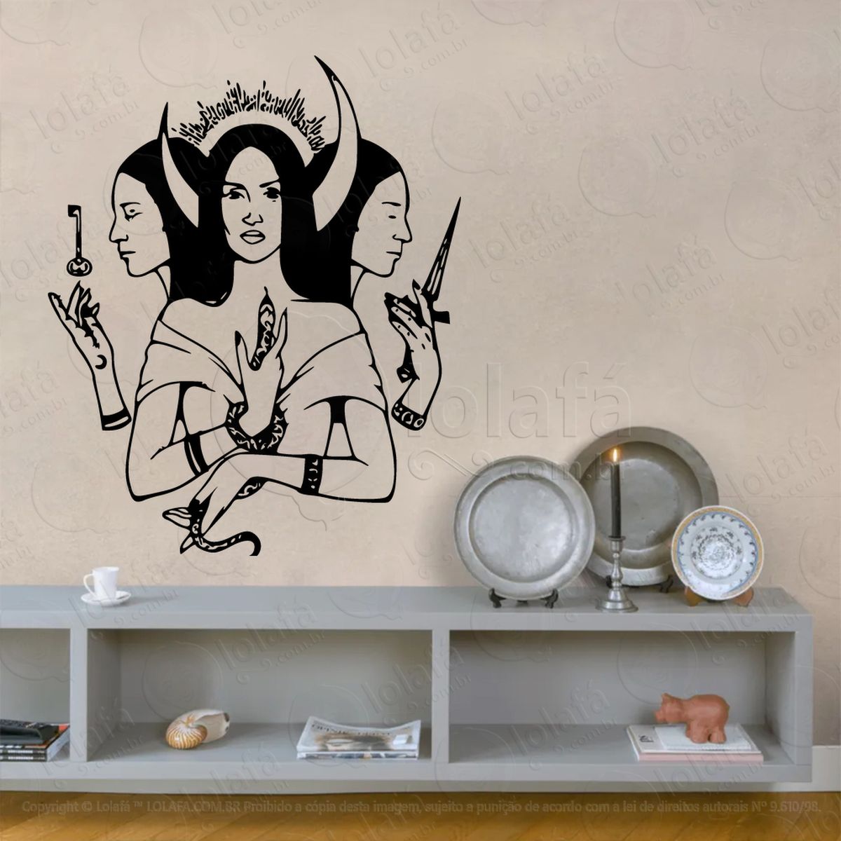 deusa tríplice triple goddess heads adesivos para altar ocultista mod:127
