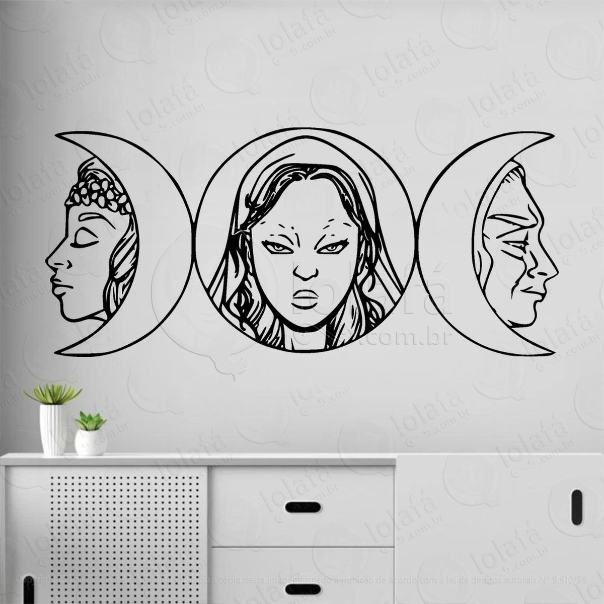 deusa tríplice triluna triple goddess adesivos para altar ocultista mod:128