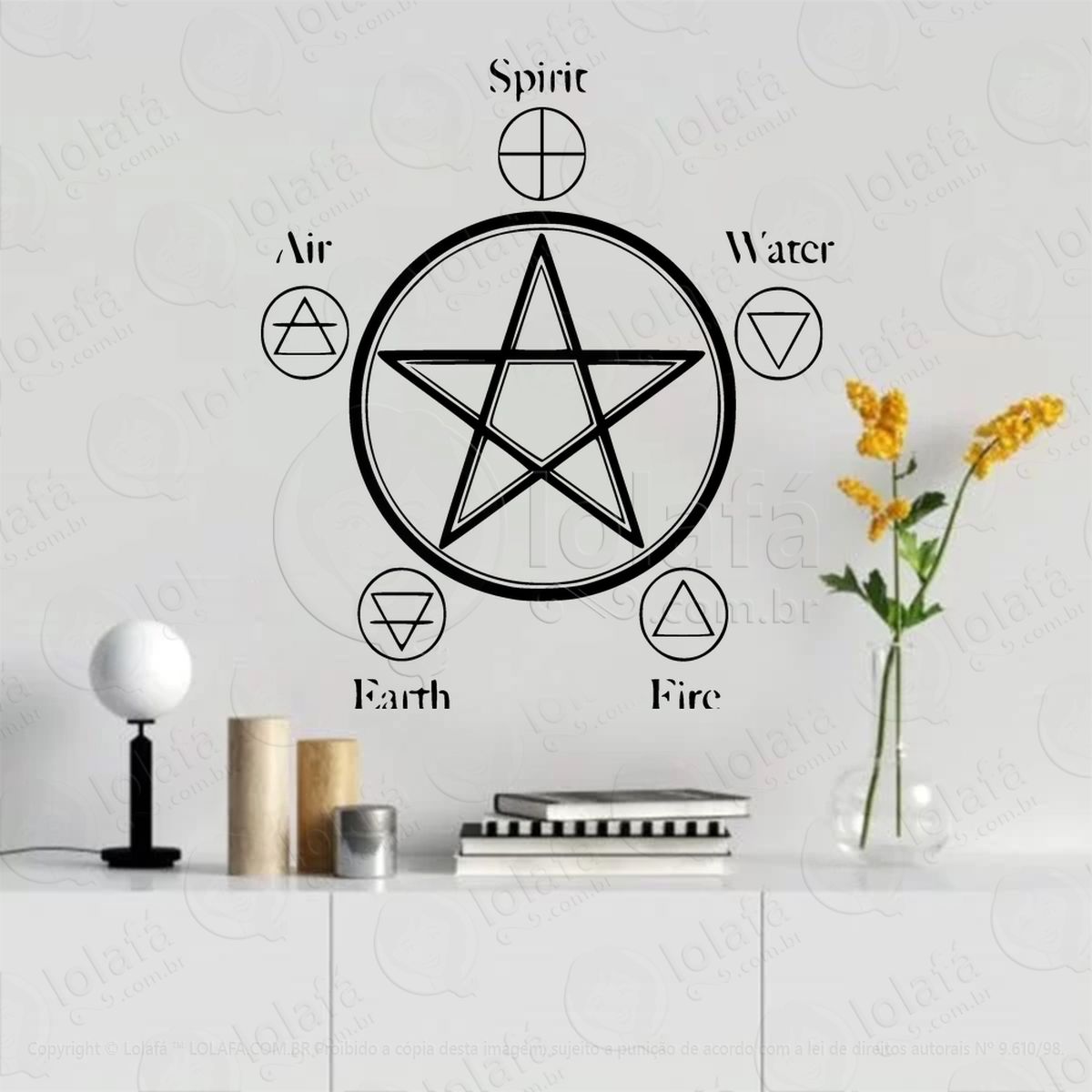 símbolos wiccanos cinco elementos wiccan symbols adesivos para altar ocultista mod:136
