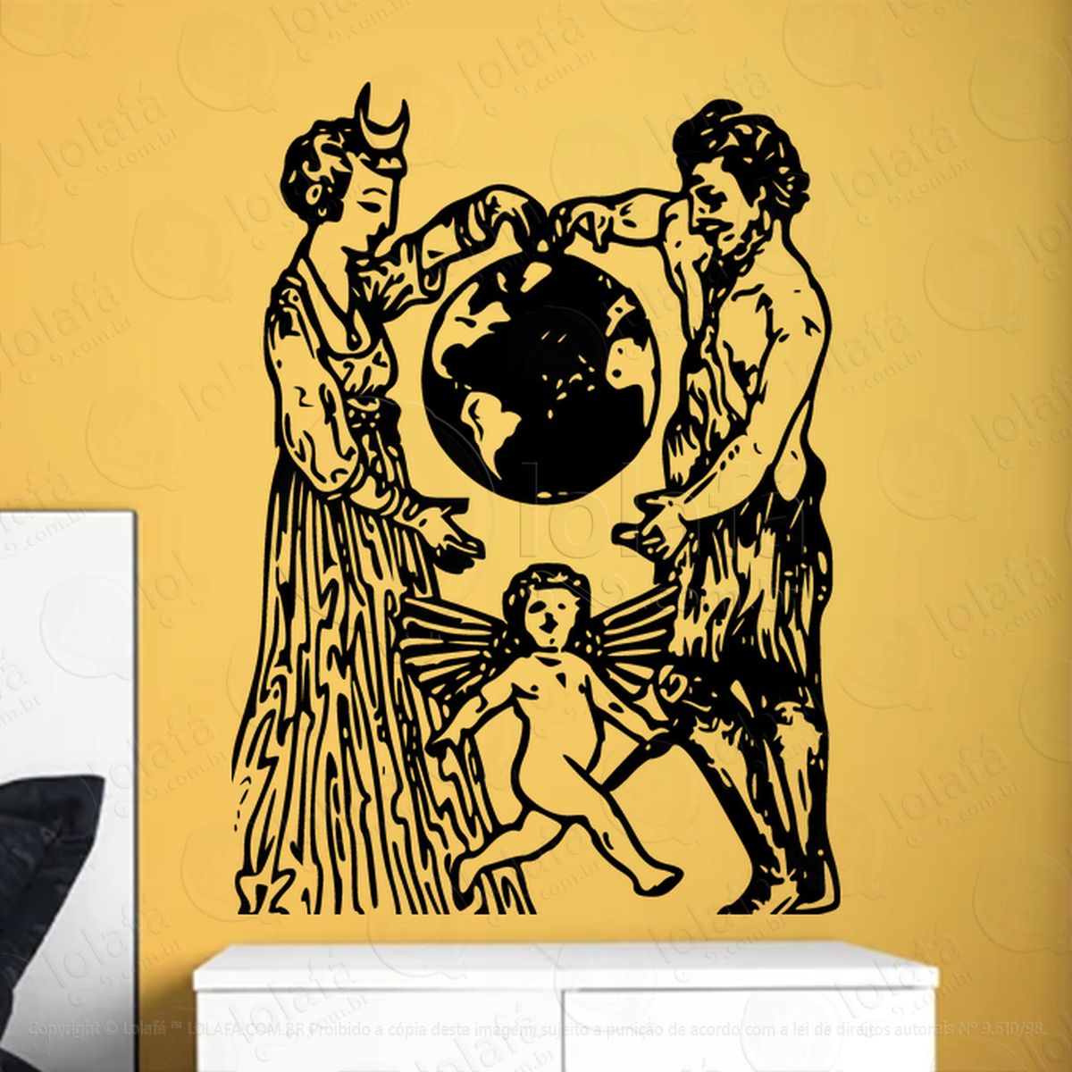 Wiccan Syzygy Adesivo de Parede Decorativo para Casa, Sala, Quarto, Vidro e Altar Ocultista - Mod:137