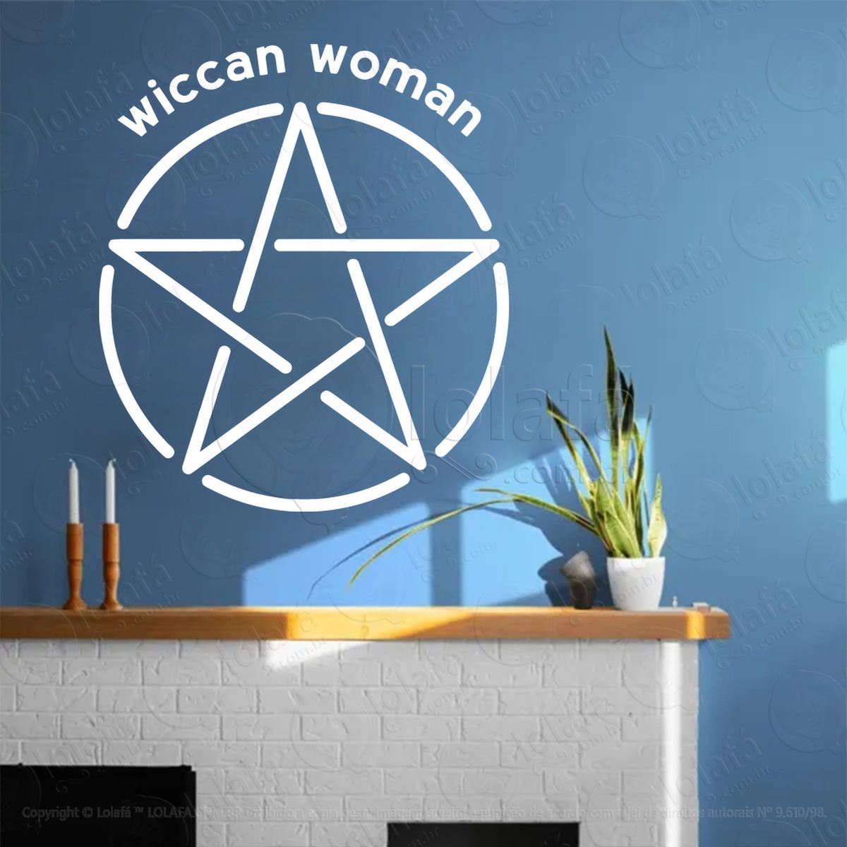 Mulher Wicca Pentagrama Woman Adesivo de Parede Decorativo para Casa, Sala, Quarto, Vidro e Altar Ocultista - Mod:138