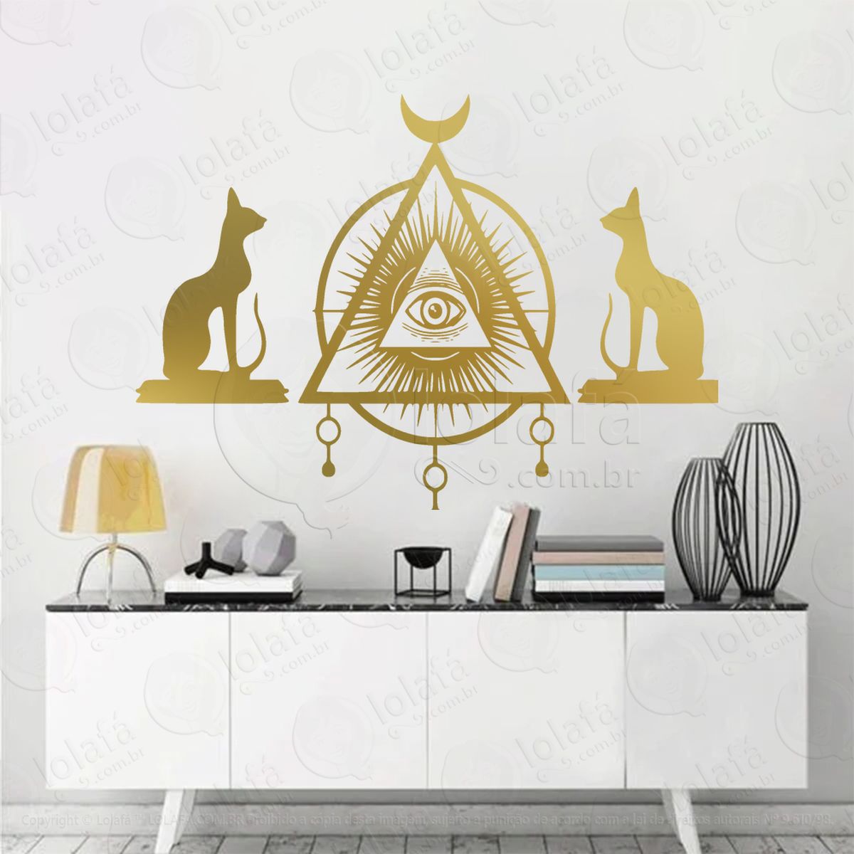 olho da pirâmide e gatos cats pyramid eye adesivos para altar ocultista mod:156