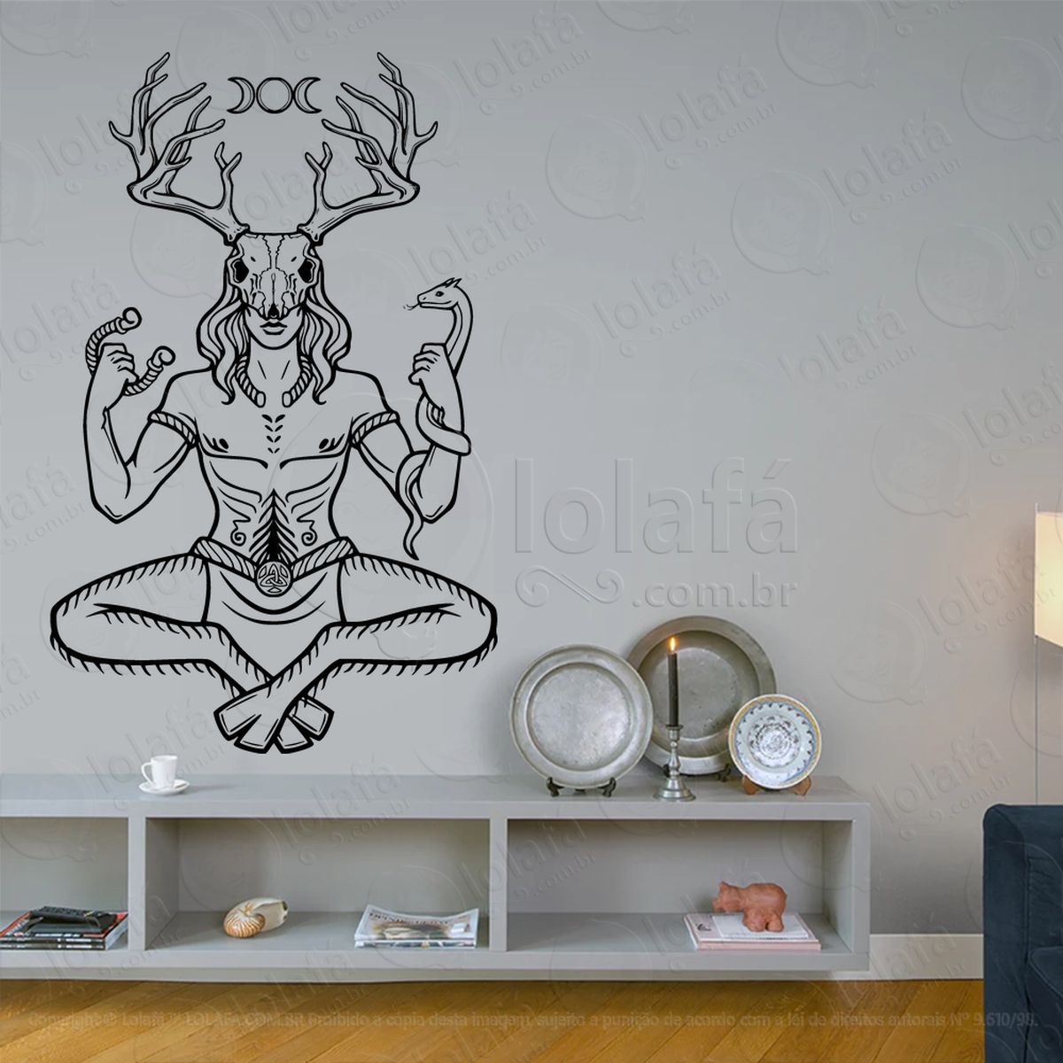 Cerrunos Adesivo de Parede Decorativo para Casa, Sala, Quarto, Vidro e Altar Ocultista - Mod:158