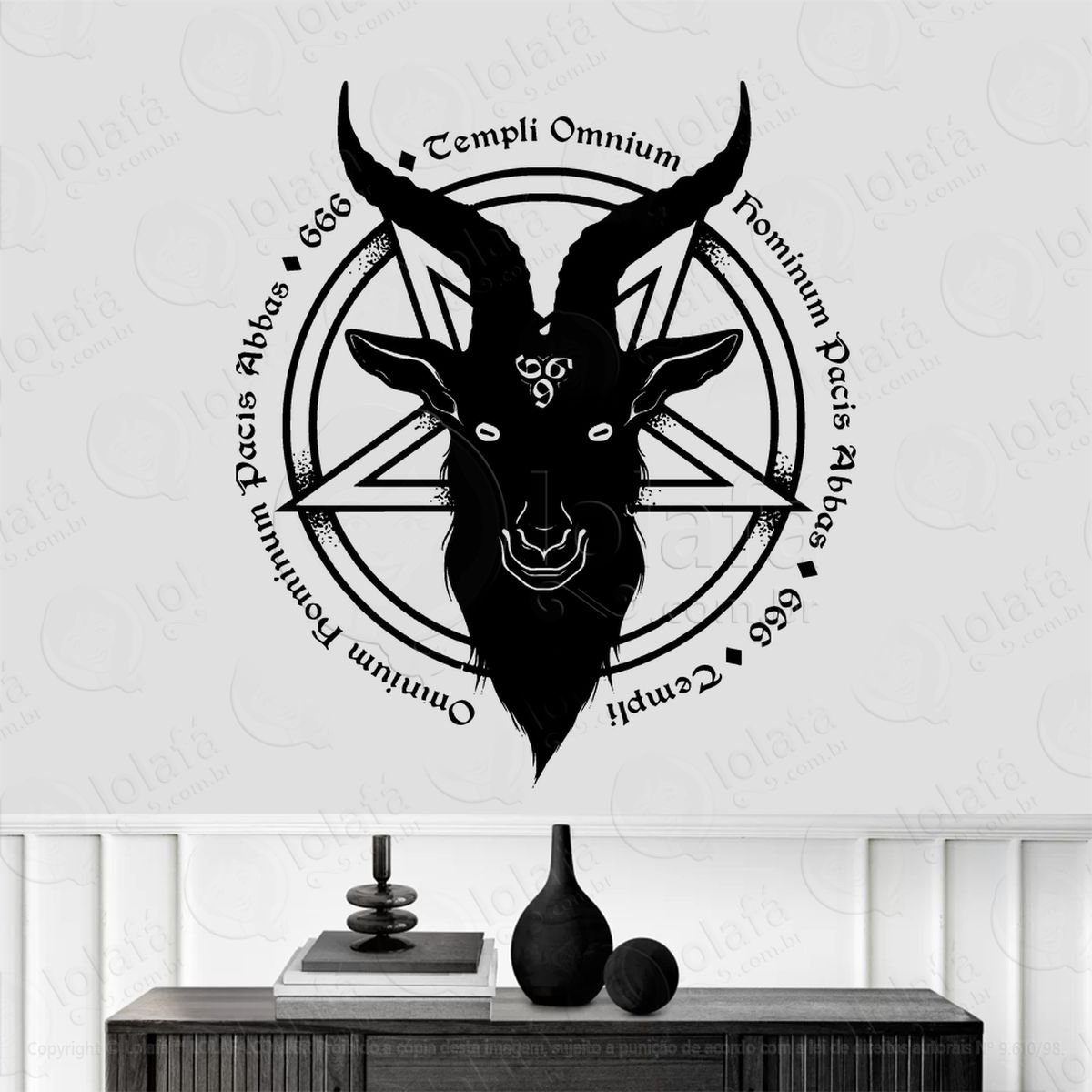 roda cabeça de bode goats head wheel adesivos para altar ocultista mod:175
