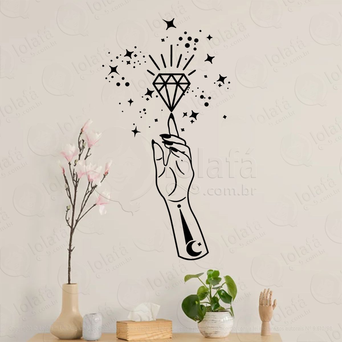 mão e cristal hand and crystal adesivos para altar ocultista mod:184