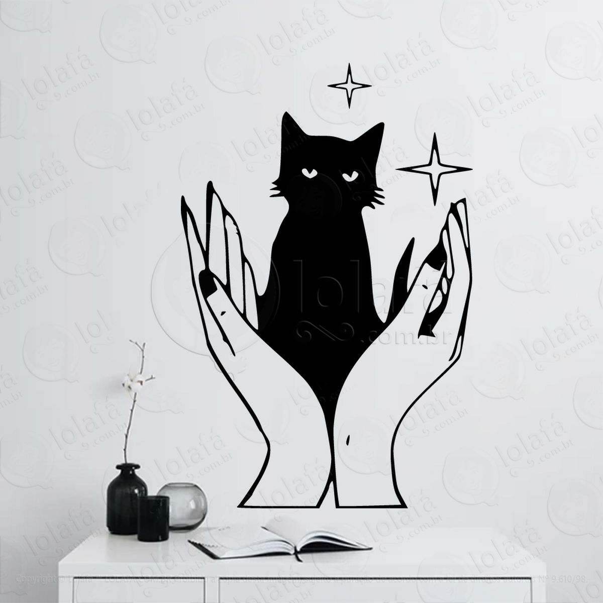 mãos segurando gato hands and cat adesivos para altar ocultista mod:186