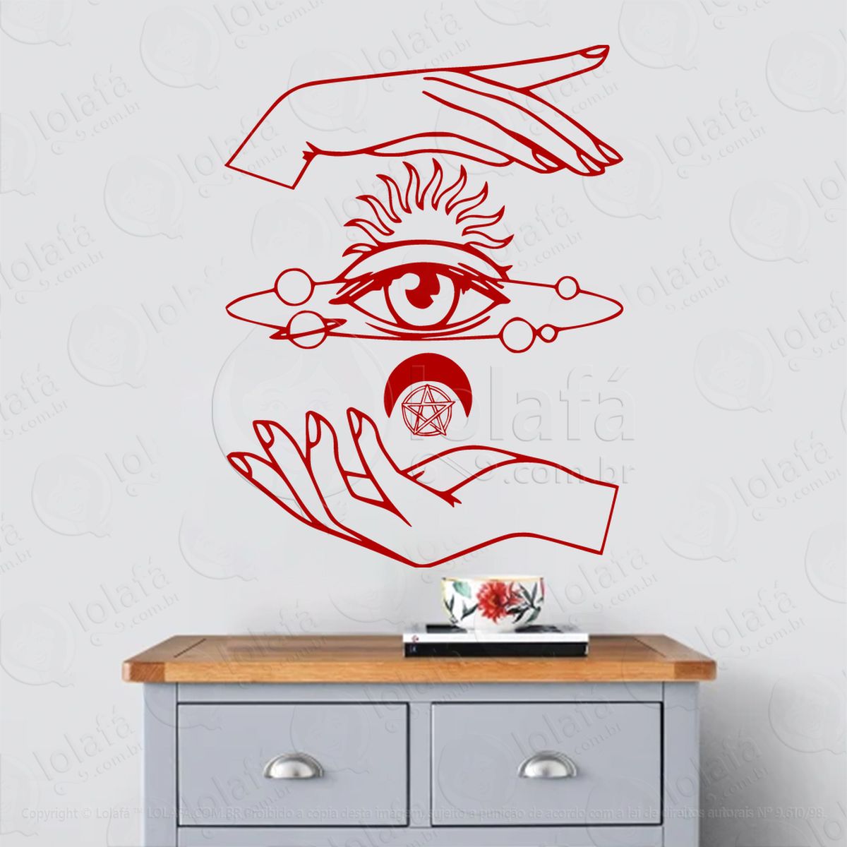 mãos e olhos hands and cat adesivos para altar ocultista mod:187