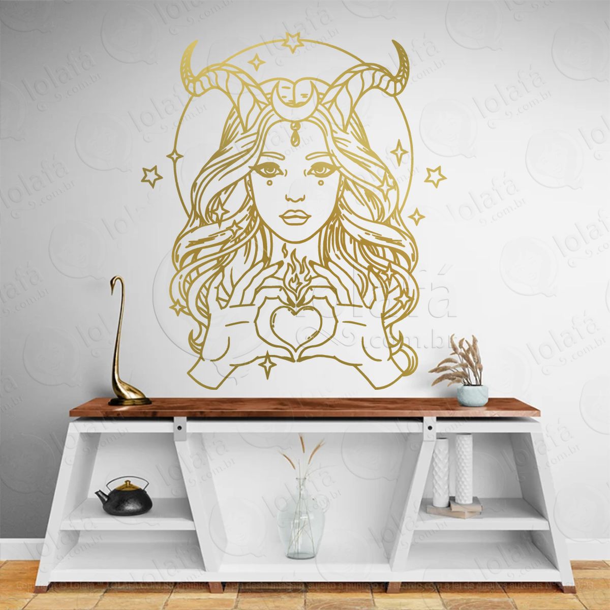 coração de mulher com chifres horned woman heart adesivos para altar ocultista mod:189