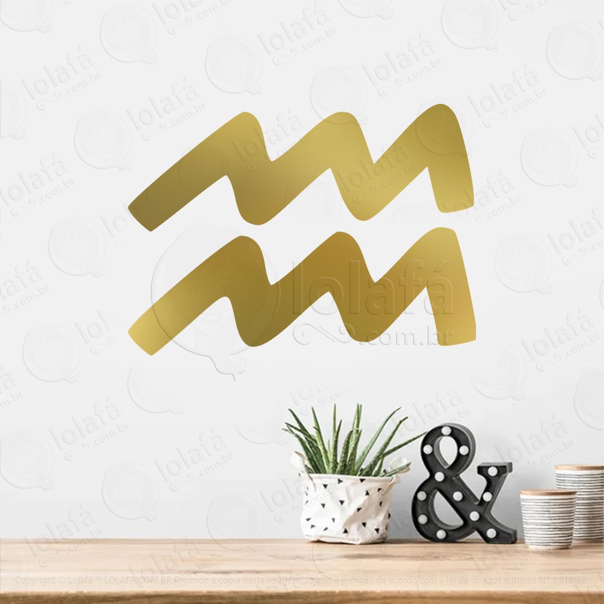 Símbolo de Aquário Astrologia Aquarius Adesivo de Parede Decorativo para Casa, Sala, Quarto, Vidro e Altar Ocultista - Mod:200