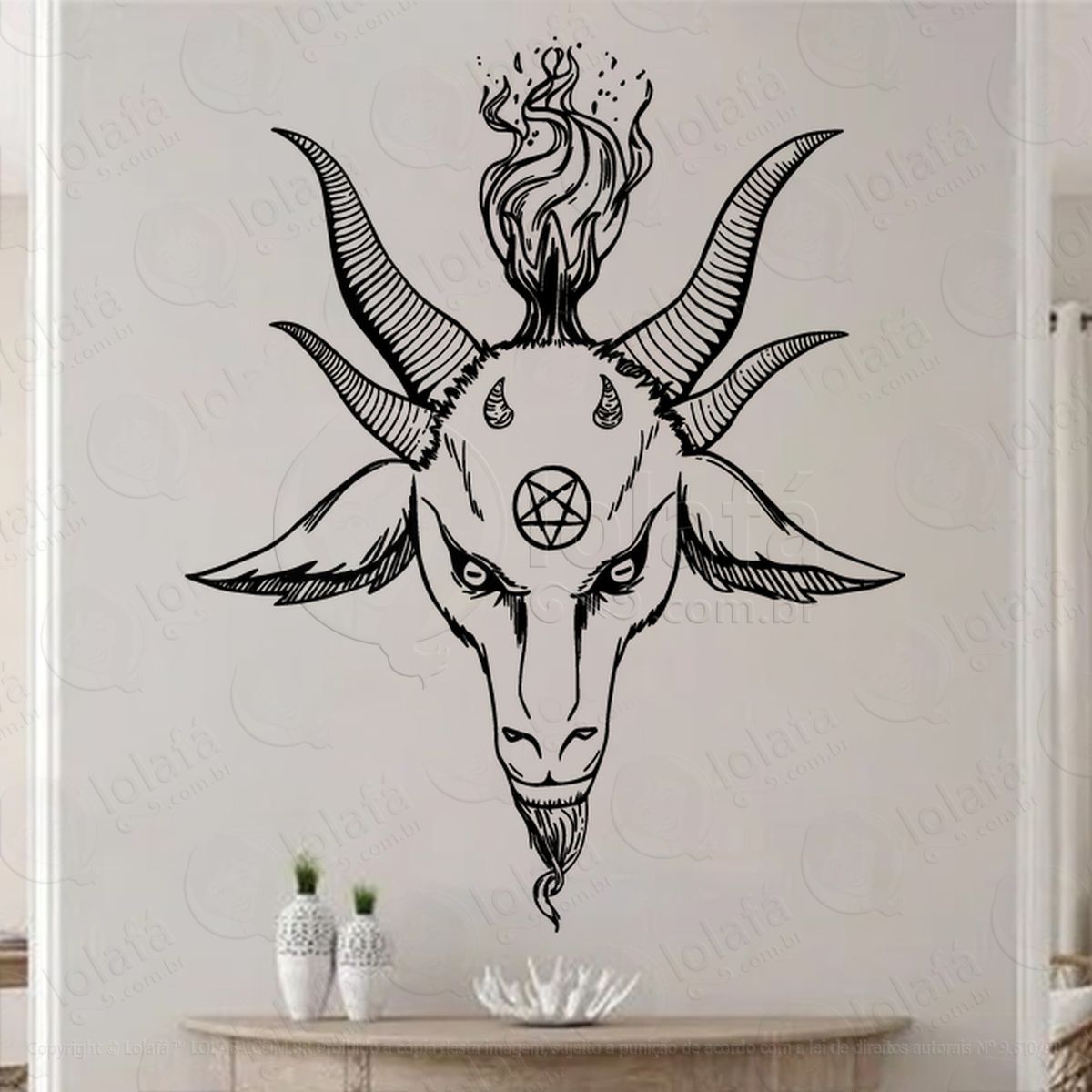 cabeça de baphomet head adesivos para altar ocultista mod:238