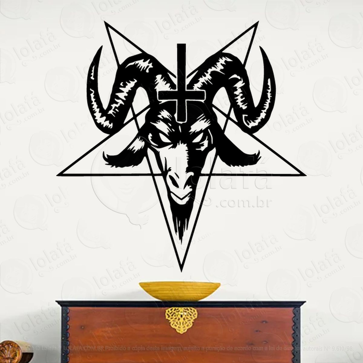 cabeça de baphomet com cruz head with cross adesivos para altar ocultista mod:239