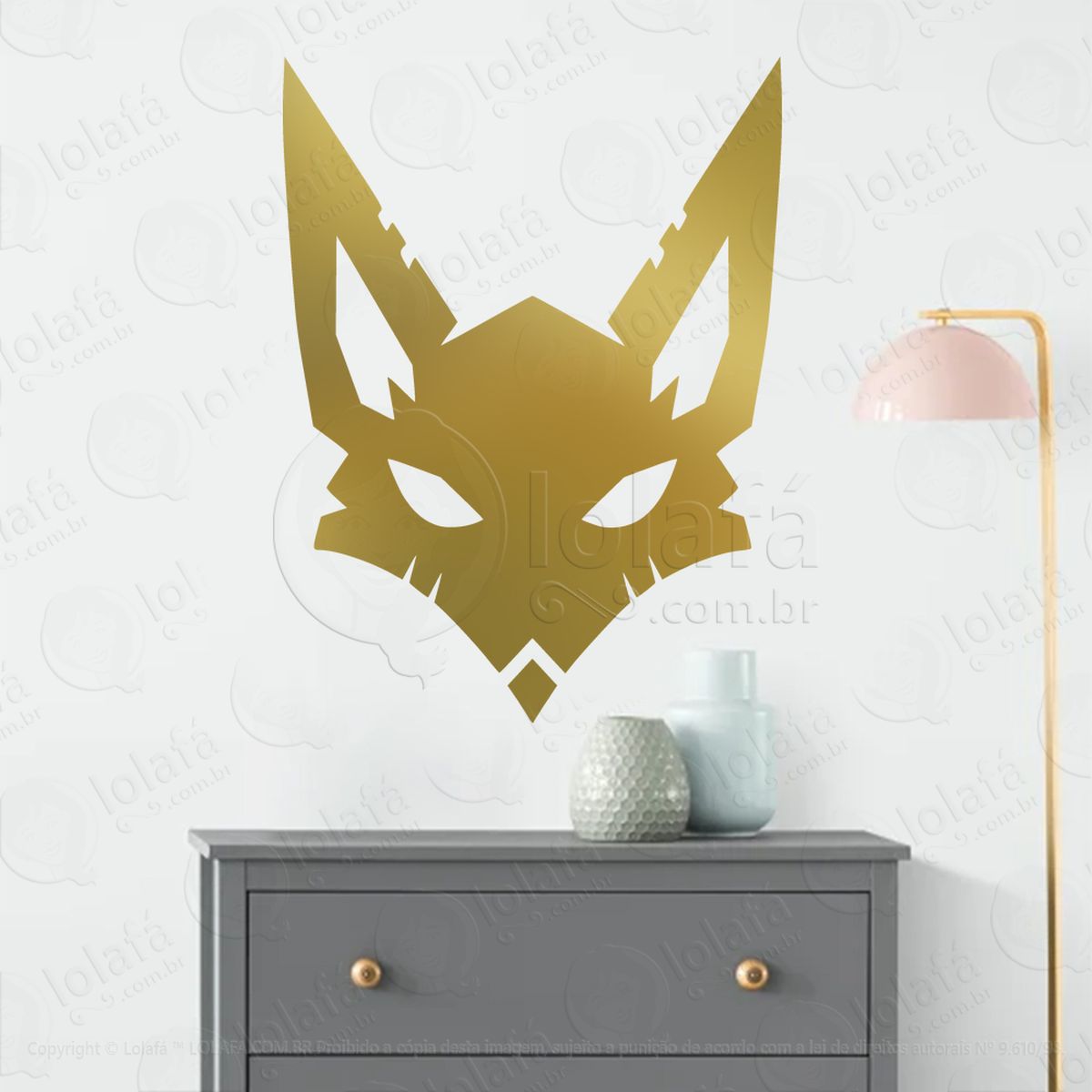cabeça de raposa fox head adesivo de parede decorativo para casa, sala, quarto, vidro e altar ocultista mod:253