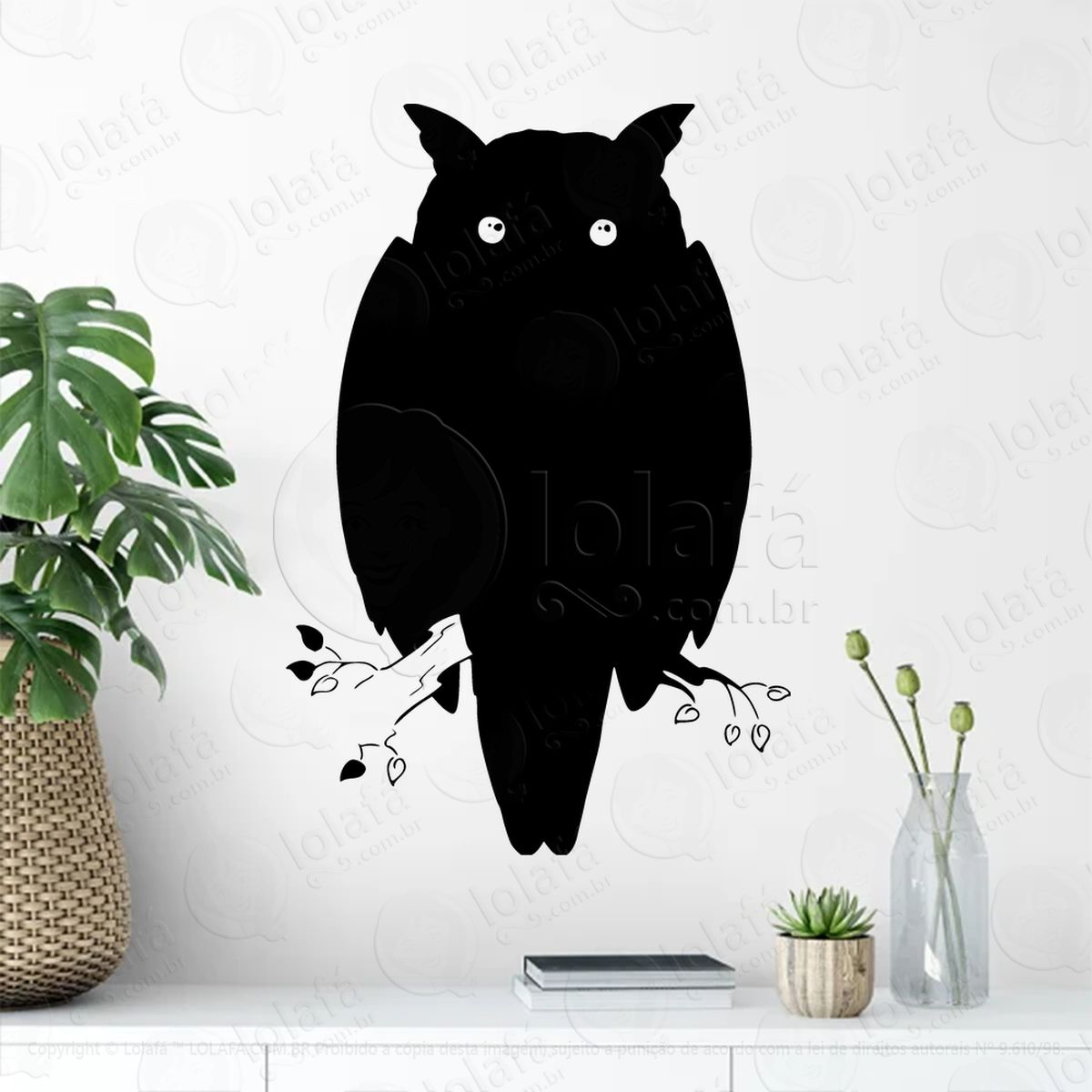 coruja no galho owl on a branch adesivos para altar ocultista mod:268