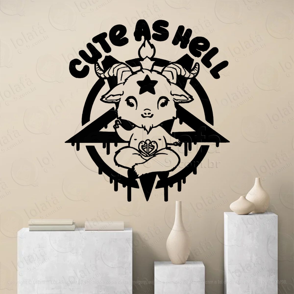 baphomet cute as hell fofo como o inferno adesivos para altar ocultista mod:279