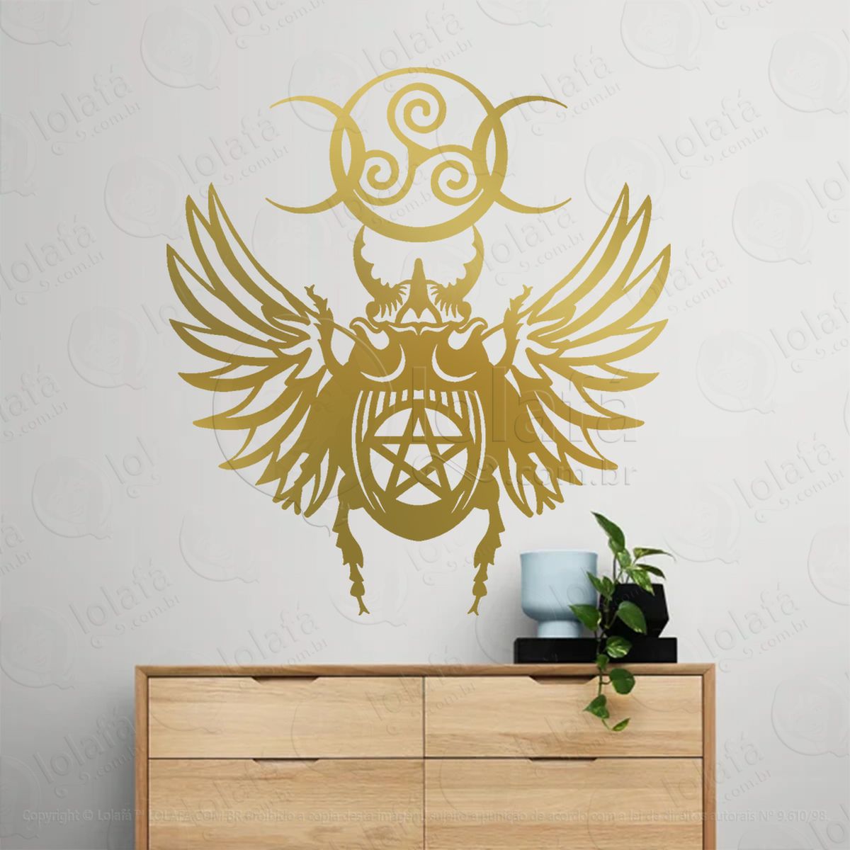 escaravelho com símbolo celta e pentagrama adesivos para altar ocultista mod:291
