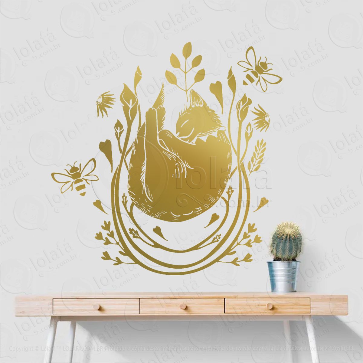 gato mágico com flores adesivos para altar ocultista mod:295
