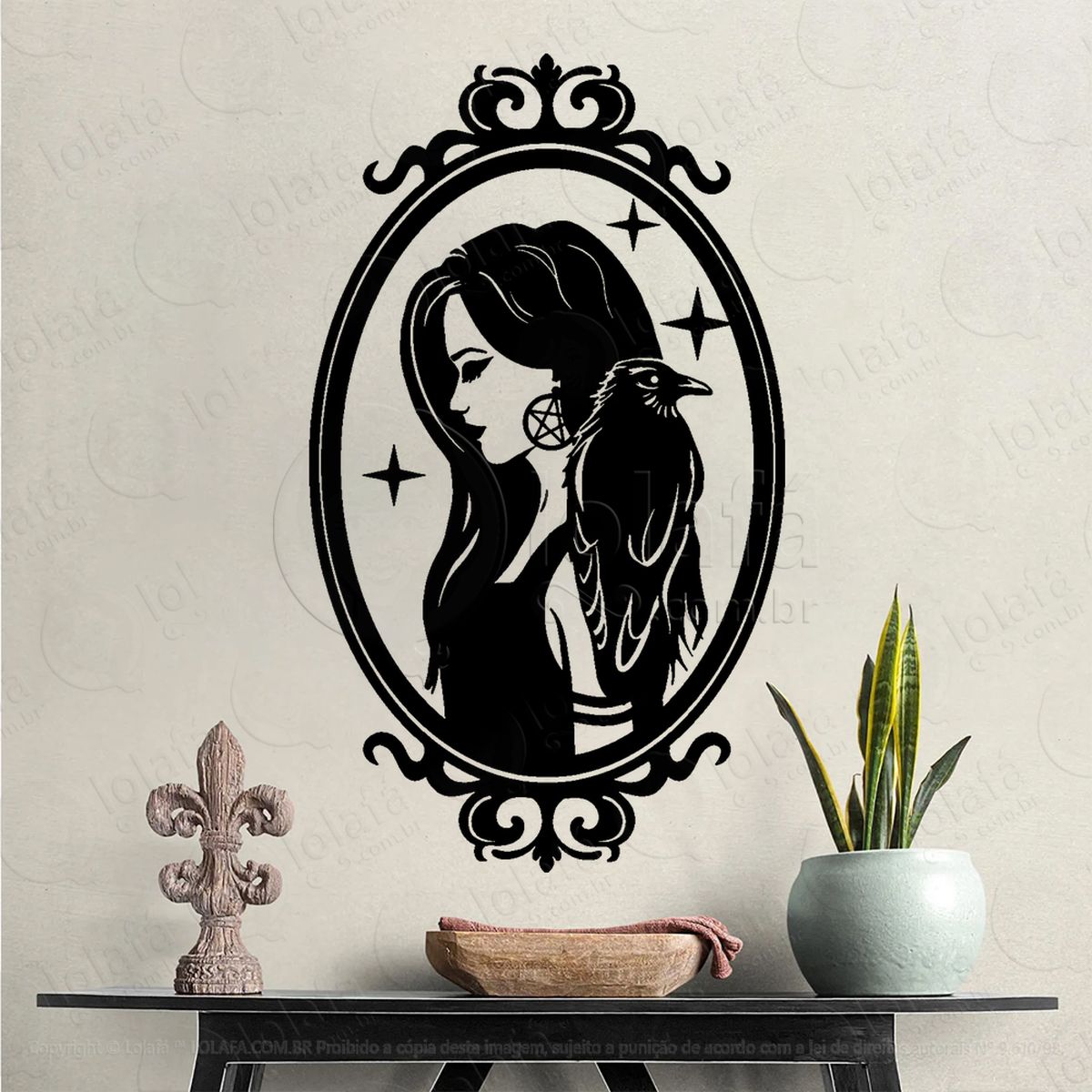 morrigan corvo pentagrama bruxa wicca adesivos para altar ocultista mod:306