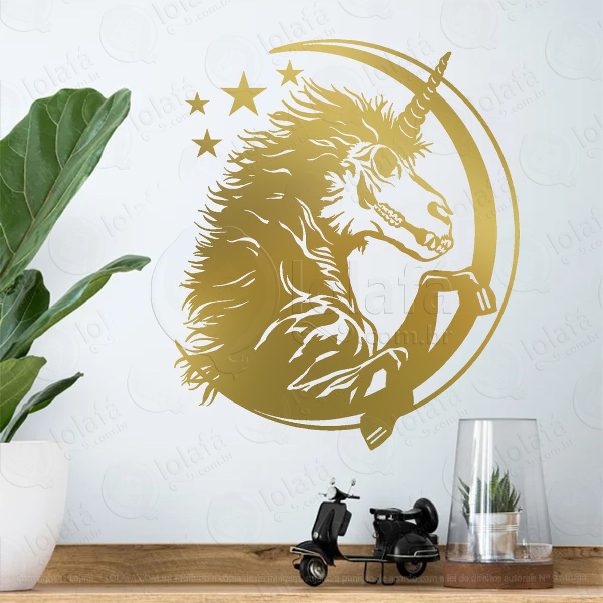 caveira de unicórnio pagão magia adesivos para altar ocultista mod:319