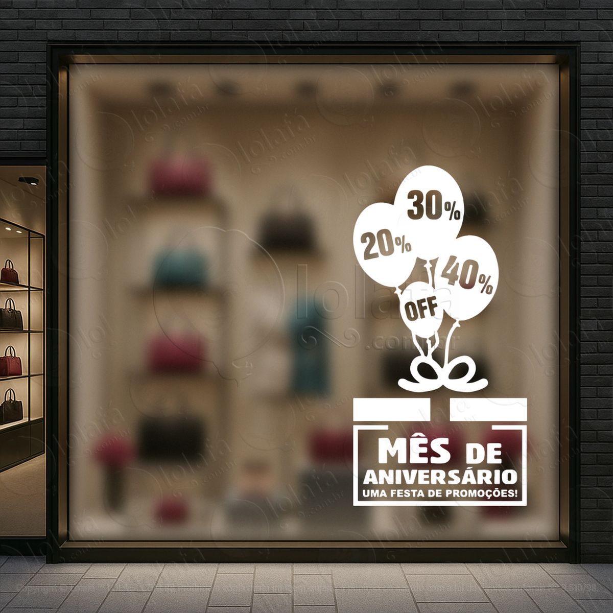 mês de aniversário loja shopping adesivos para vitrine mod:9
