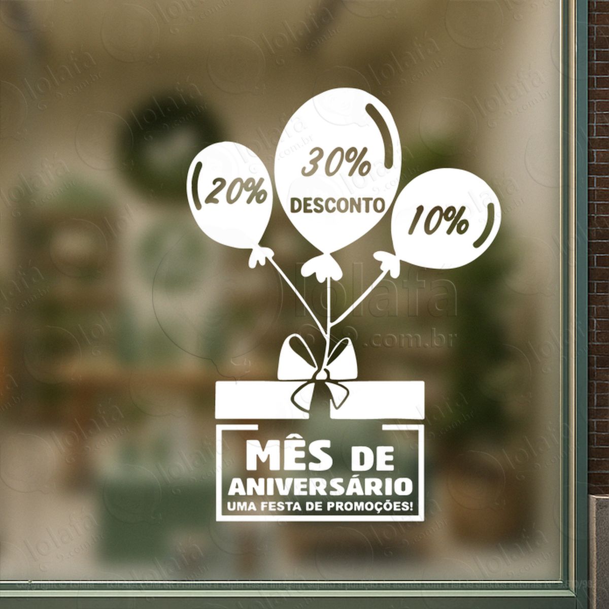 mês de aniversário loja shopping adesivos para vitrine mod:11