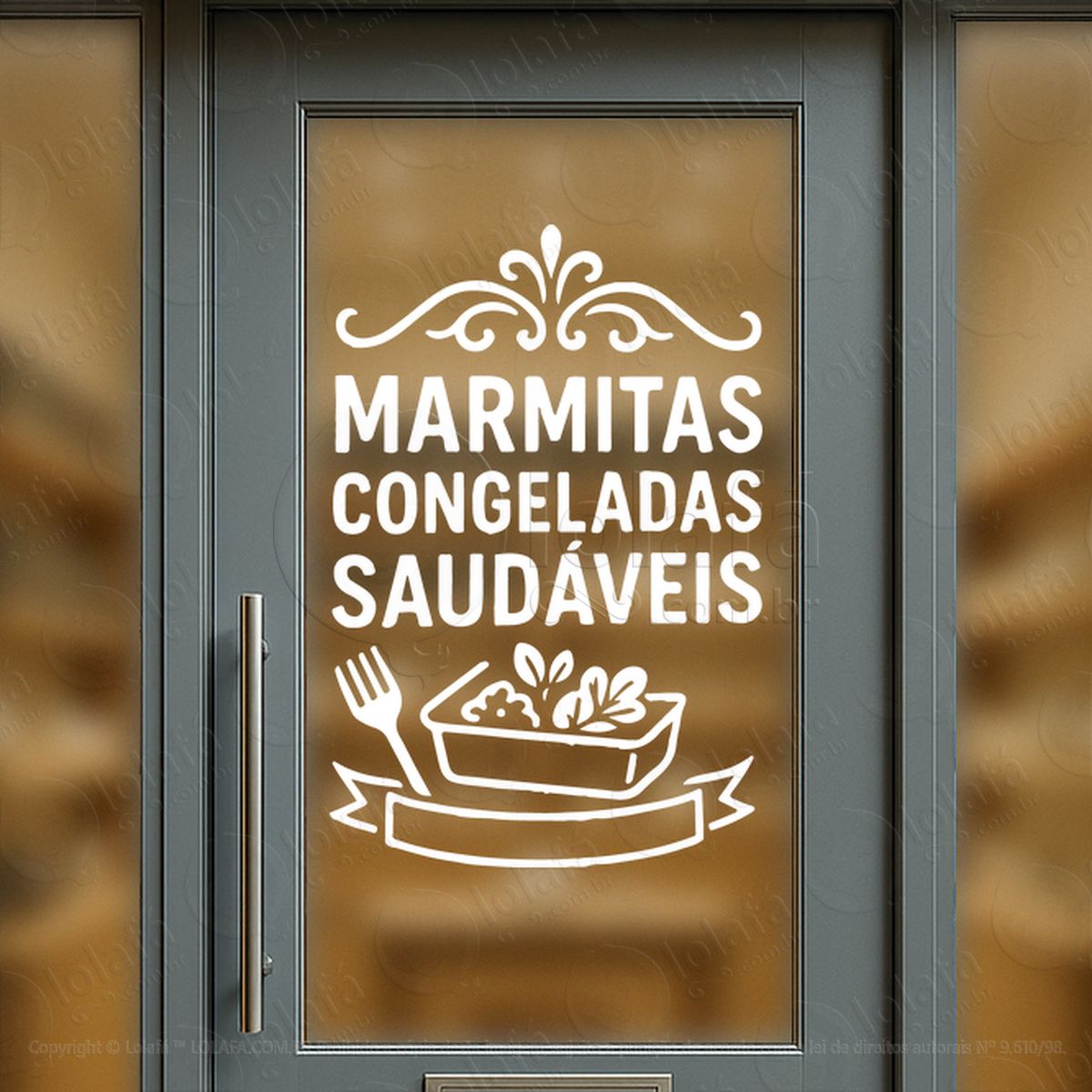 marmitas congeladas saudáveis loja shopping adesivos para vitrine mod:12