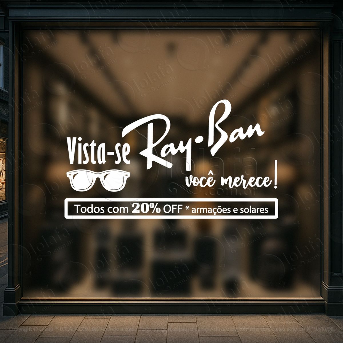 armações e solares ray-ban 20% off Óculos promoção loja adesivos para vitrine Ótica mod:31
