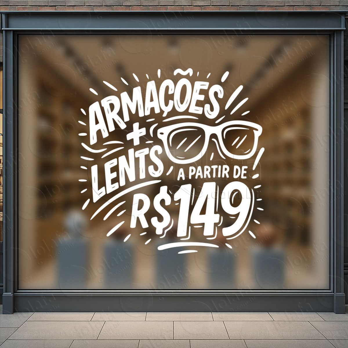 Armações + Lentes Óculos Promoção Loja Adesivos Para Vitrine Ótica Mod:38