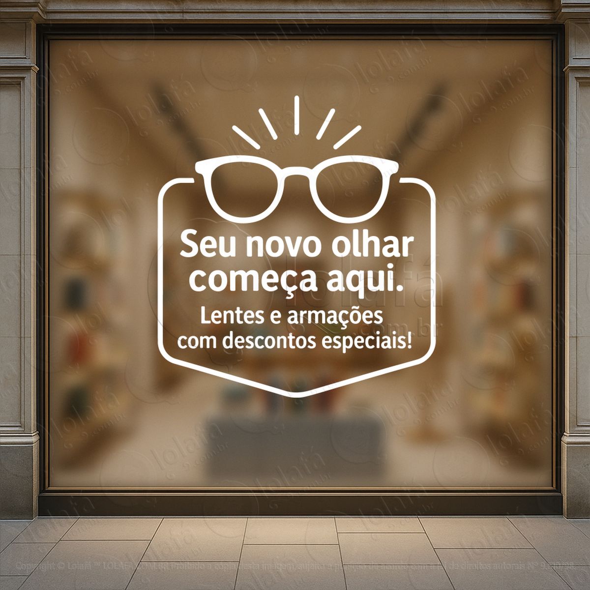 Lentes e Armações Óculos Descontos Loja Adesivos Para Vitrine Ótica Mod:39