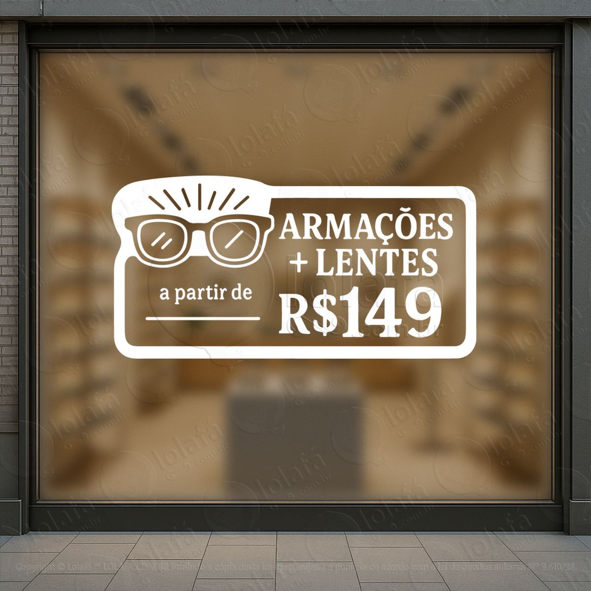 Armações + Lentes Óculos Promoção Loja Adesivos Para Vitrine Ótica Mod:43
