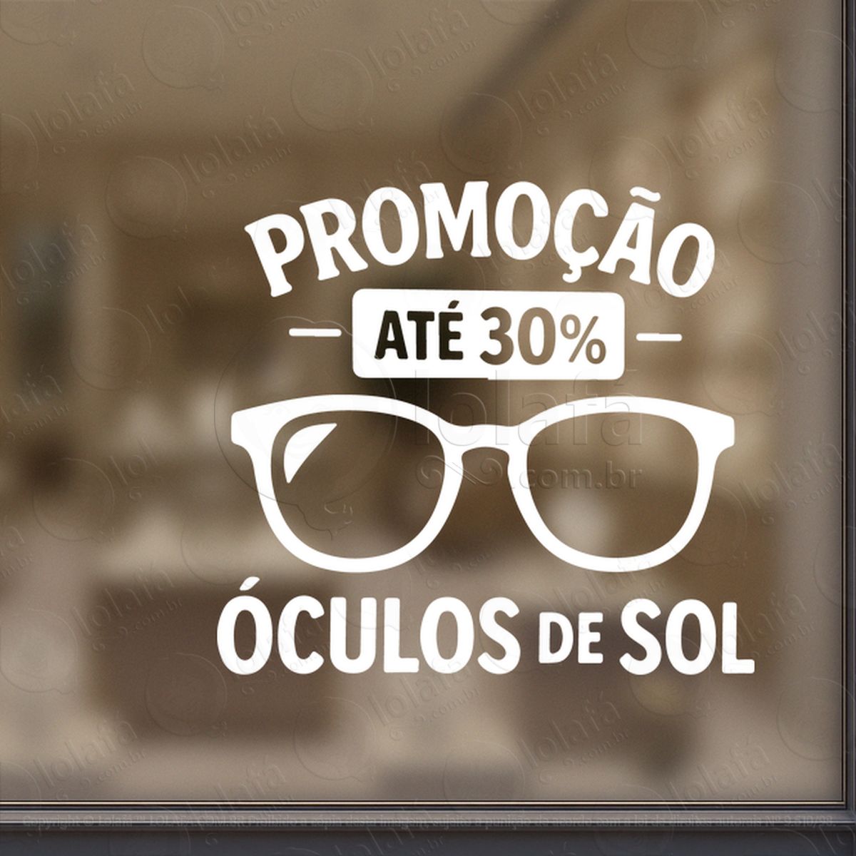 promoção Óculos de sol 30% off loja adesivos para vitrine Ótica mod:64